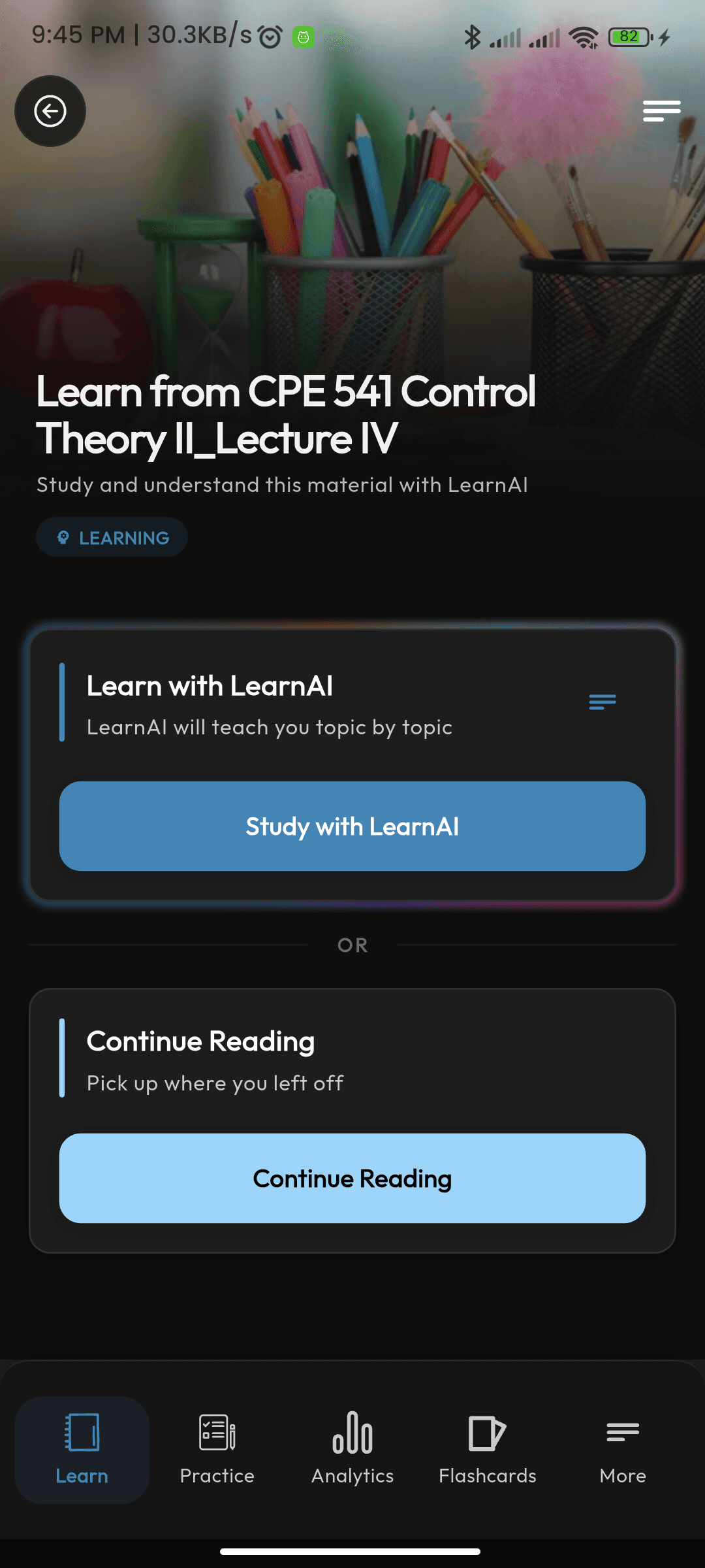 Screenshot from the app