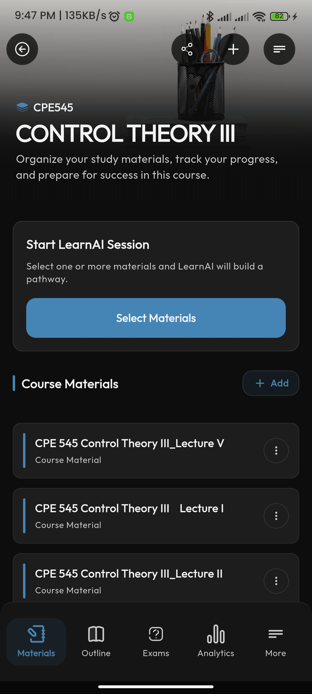 Screenshot from the app