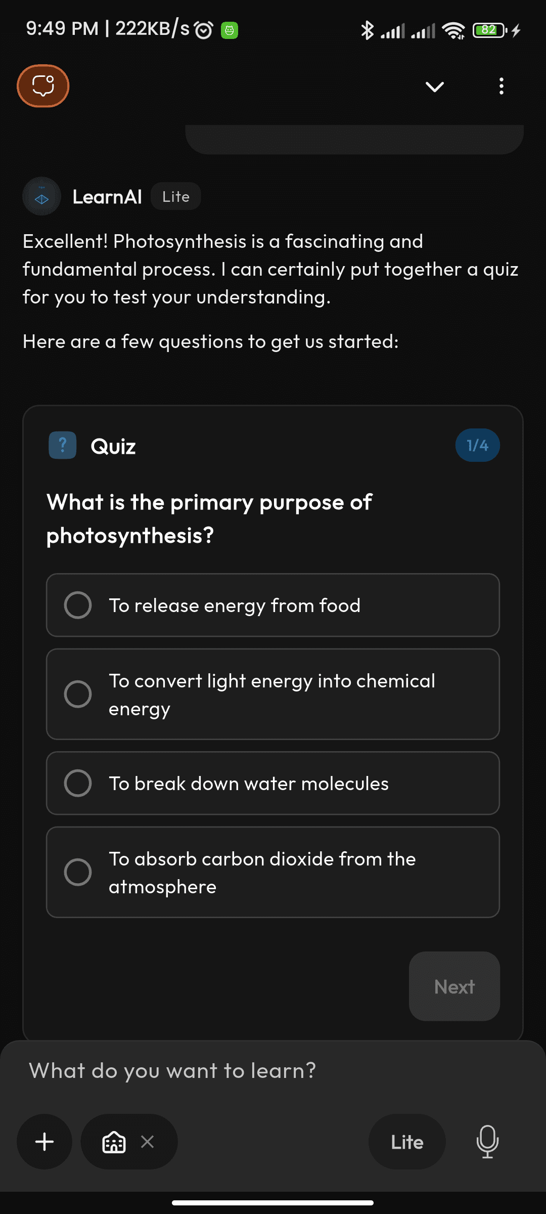 Screenshot from the app